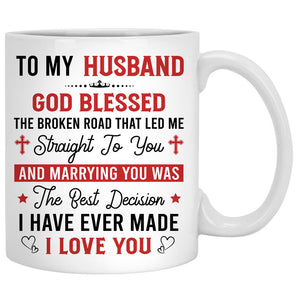 To my husband God blessed the broken road Mountain, Anniversary gifts, Personalized gifts for him