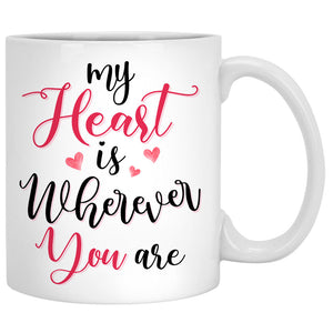 My Heart Is Wherever You Are, Couple Tree, Anniversary gifts, Personalized Mugs, Valentine's Day gift
