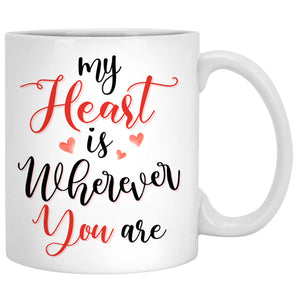 My Heart Is Wherever You Are, Couple Car, Anniversary gifts, Personalized Mugs, Valentine's Day gift