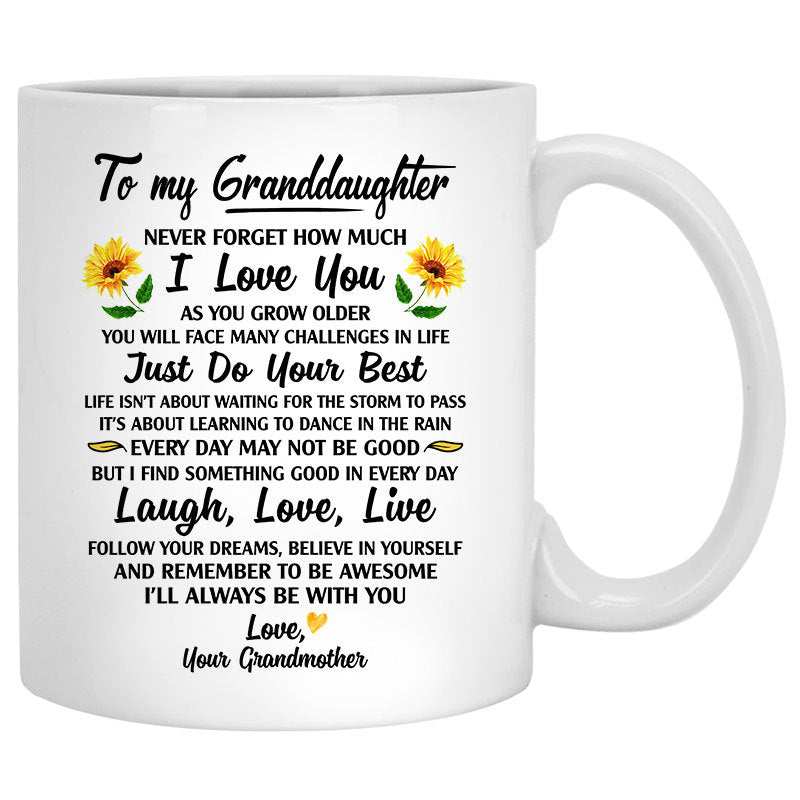 To my Granddaughter, I'll always be with you, Beach, Customized mug, Personalized gifts, Mother's Day gifts