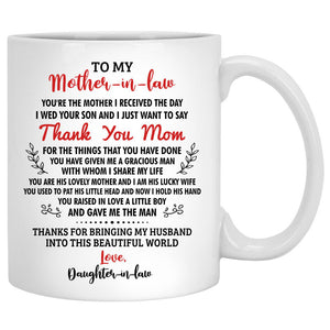 To my Mother-in-law, Thank You Mom For The Things That You Have Done, Lake view, Customized mug, Personalized gifts, Mother's Day gifts
