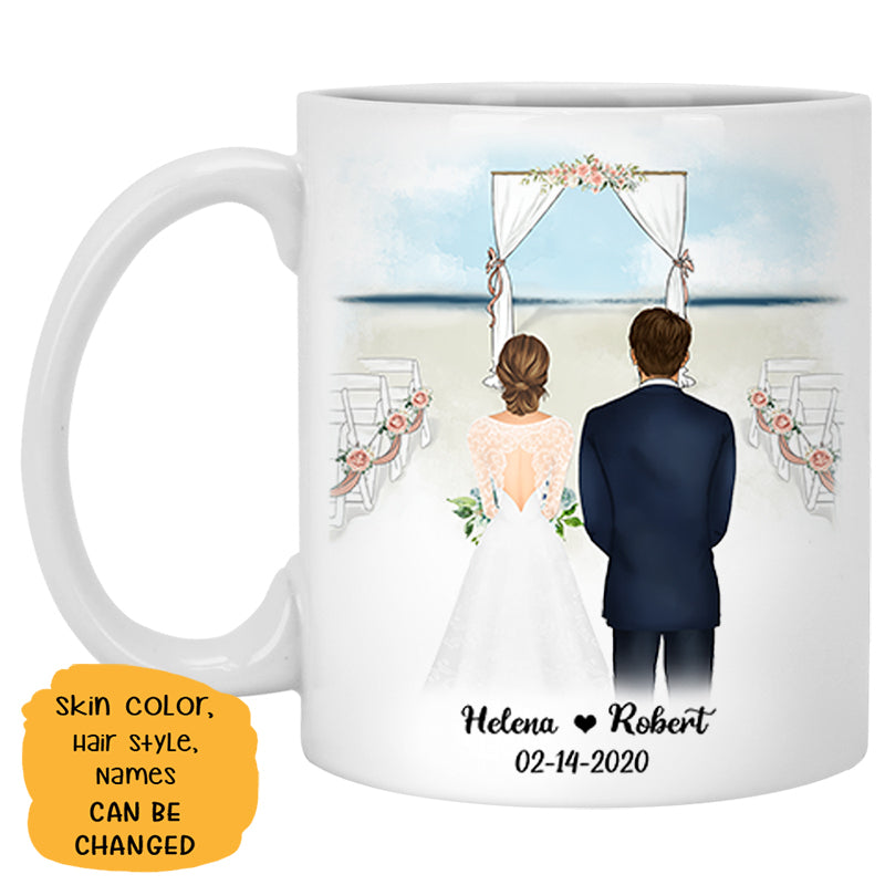 To my husband I wish I could turn back the clock, Beach Wedding, Customized mug, Anniversary gifts, Personalized love gift for him