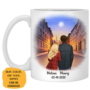 To my husband I wish I could turn back the clock City night, Customized mug, Anniversary gifts, Personalized love gift for him