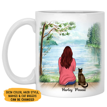 Life Is Better with Cats, Lake View, Personalized Mugs, Custom Gifts for Cat Lovers