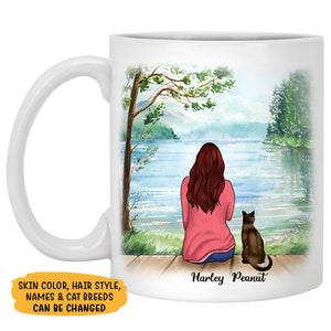 Life Is Better with Cats, Lake View, Personalized Mugs, Custom Gifts for Cat Lovers