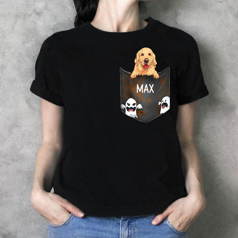 Pocket Custom T Shirts, Scary Ghosts, Personalized Gifts for Dog Lovers