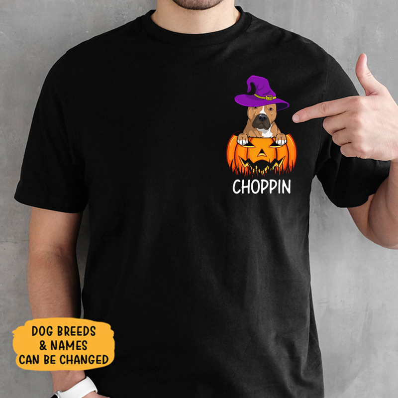 Pocket Custom T Shirts Halloween Dog Pumpkin Personalized Gifts