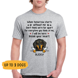 Inside Your Heart, Custom Dog Memorial T Shirt, Personalized Gifts for Dog Lovers