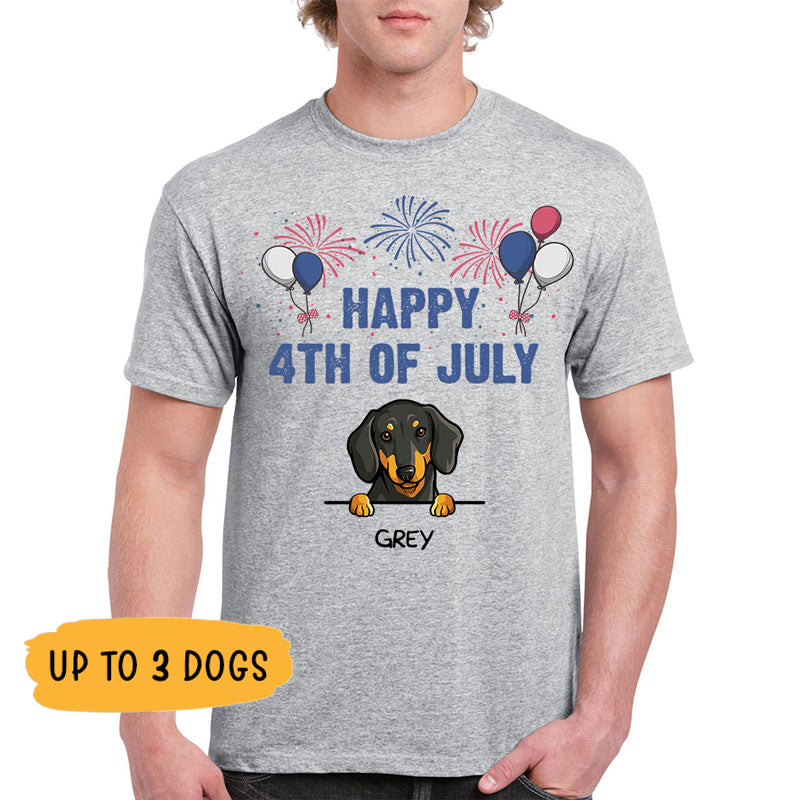 Happy 4th Of July, Personalized Dog T Shirts, Custom Gifts for Dog Lovers, Custom Shirt