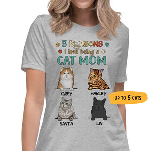 Reasons Being A Cat Mom, Custom Shirt, Personalized Gifts for Cat Lovers