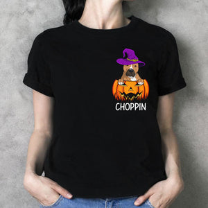 Pocket Custom T Shirts, Halloween Dog Pumpkin, Personalized Gifts for Dog Lovers