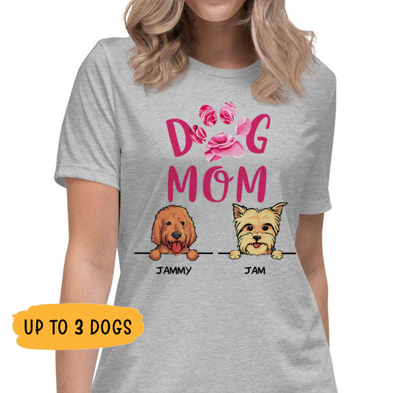 Dog Mom, Personalized Dogs Shirt, Customized Gifts for Dog Lovers, Custom Tee