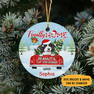 Finally Home, Personalized Circle Ornaments, First Christmas, Christmas Gift for Dog Lovers