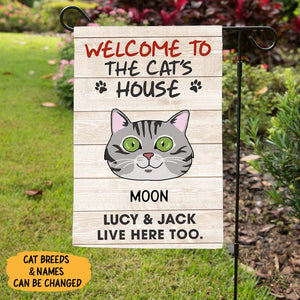 Welcome To The Cat House, Cat Face, Personalized Cat Decorative Garden Flags