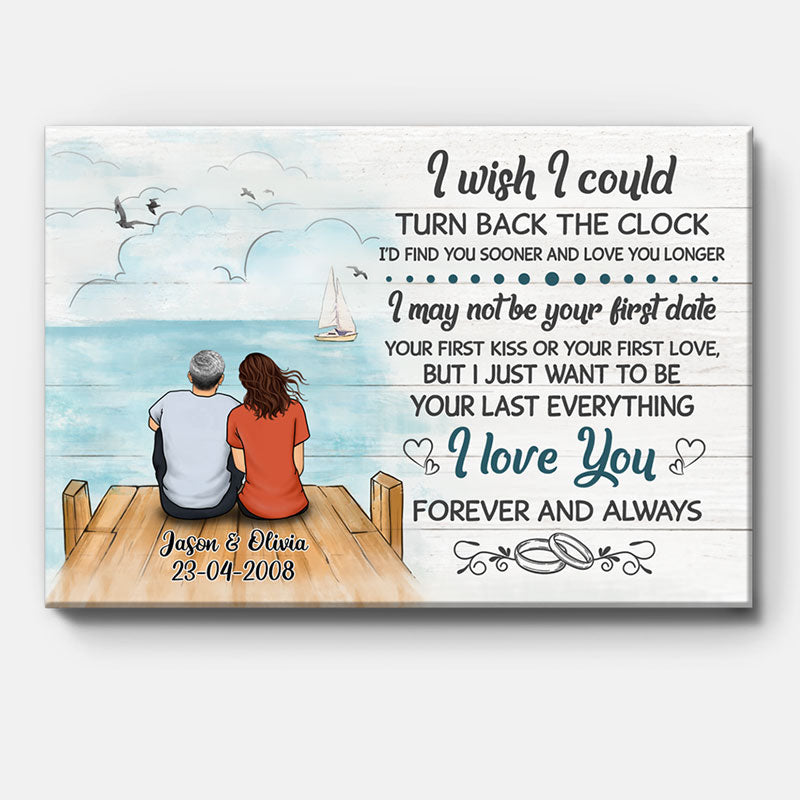 Personalized I Wish I Could Turn Back The Clock Canvas, Beach Dock, Premium Canvas Wall Art