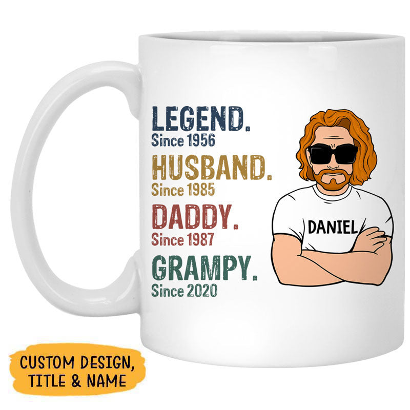 Legend Husband Since Year Old Man, Personalized Mug, Gifts for Dads and Grandpas, Father's Day Gifts
