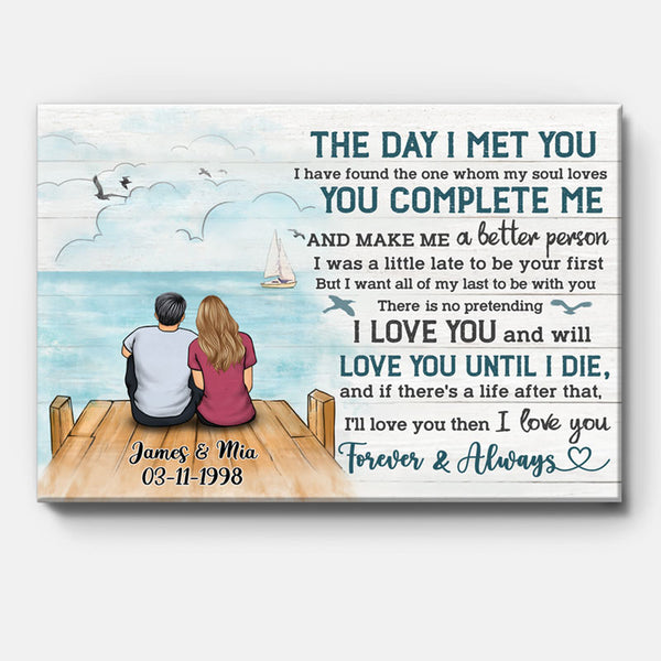 Gift For Him Personalized The Day I Met You Couple Poster, Beach