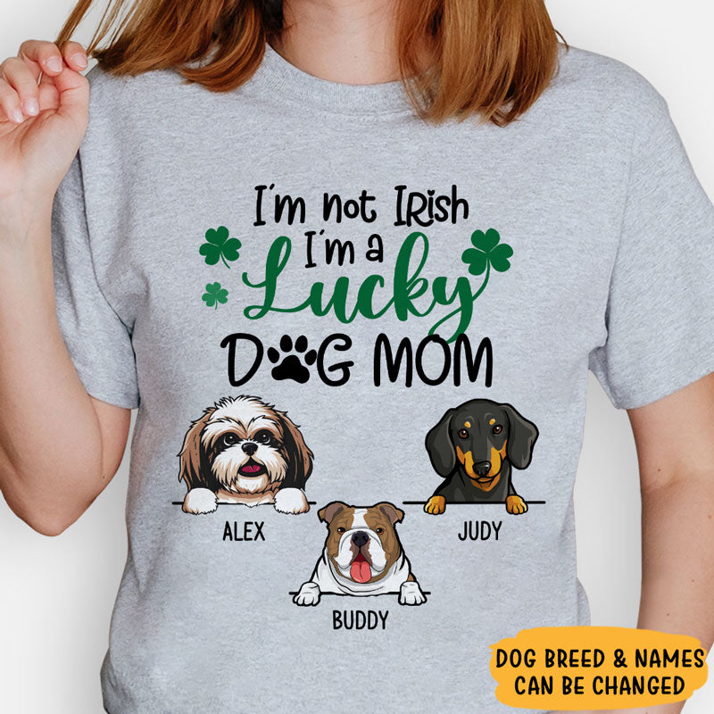 Lucky Dog Mom, Personalized Shirt, Gift For Dog Lovers, St. Patrick's Day Gifts