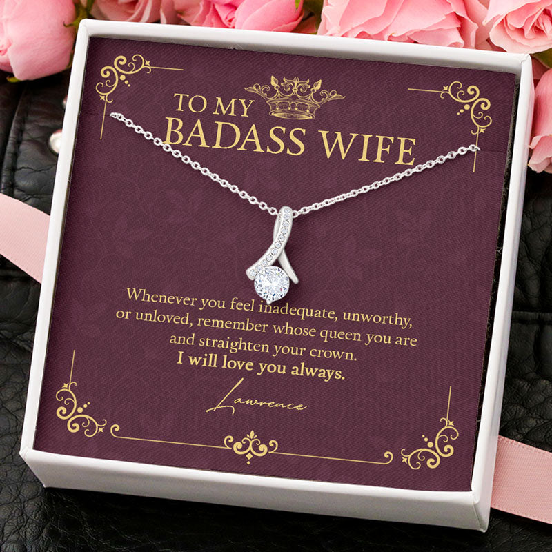 Whose Queen You Are, Luxury Necklace, Custom Message Card Jewelry, Gift For Her