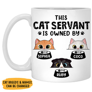 Cat Servant Mugs, Funny Custom Coffee Mug, Personalized Gift for Cat Lovers