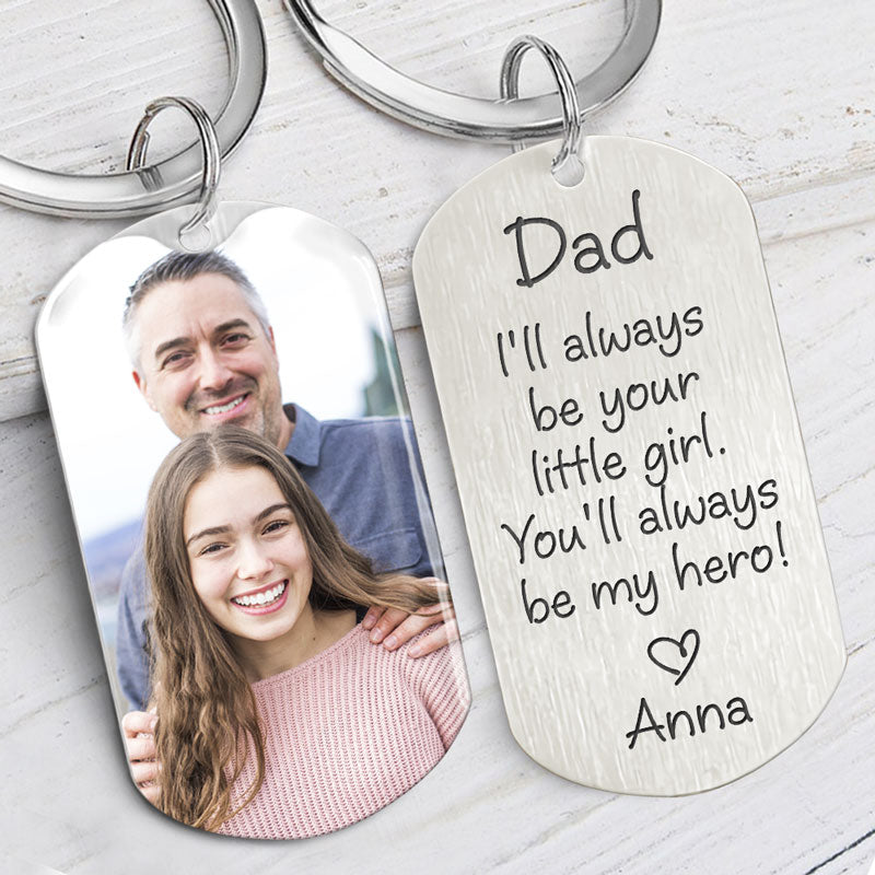 I'll Always Be Your Little Girl, Personalized Keychain, Father's Day Gifts, Custom Photo