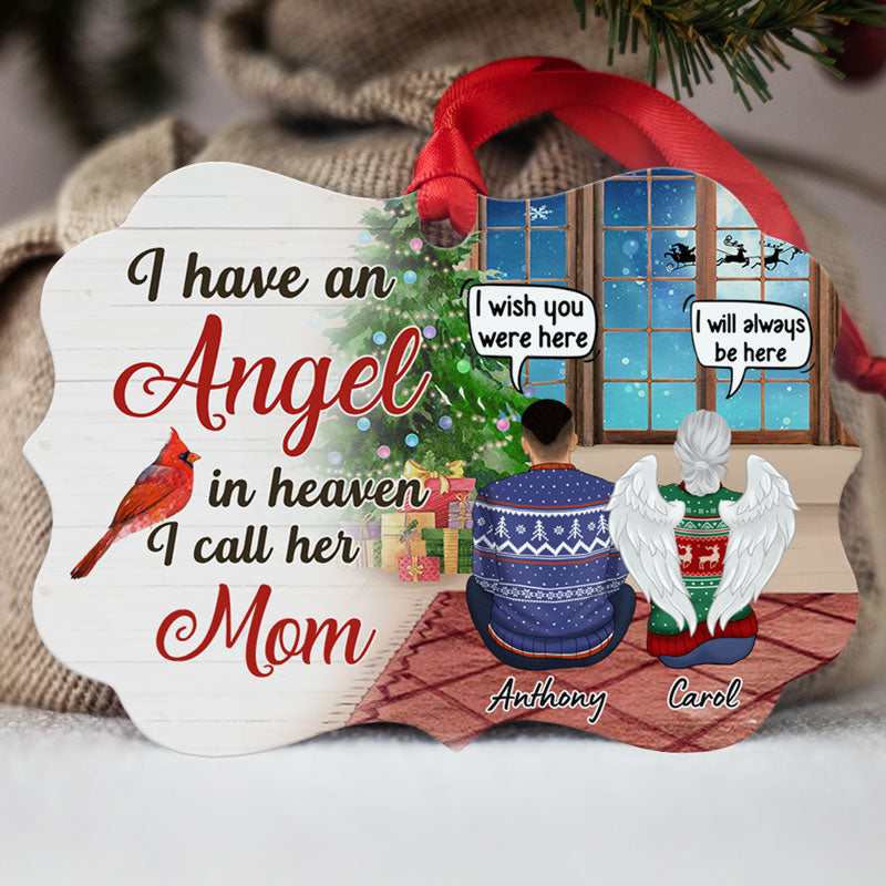 I Have An Angel In Heaven, Memorial Gift, Personalized Aluminium Ornaments, Custom Holiday Gift