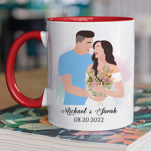Couple Faceless Portrait, Personalized Mug, Anniversary Gifts For Couple