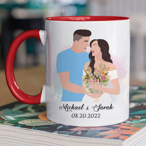 Couple Faceless Portrait, Personalized Mug, Anniversary Gifts For Couple