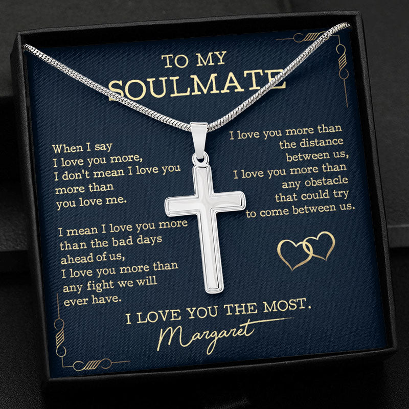 I Love You The Most, Personalized Cross Necklace, Message Card Jewelry, Gift For Him