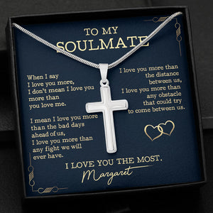 I Love You The Most, Personalized Cross Necklace, Message Card Jewelry, Gift For Him