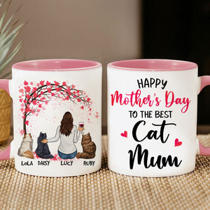 Happy Mother's Day Best Cat Mum, Personalized Accent Mug, Custom Gifts For Cat Lovers
