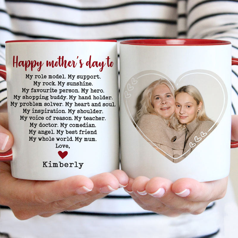 My Mum My Whole World, Personalized Accent Mug, Mother's Day Gifts, Custom Photo