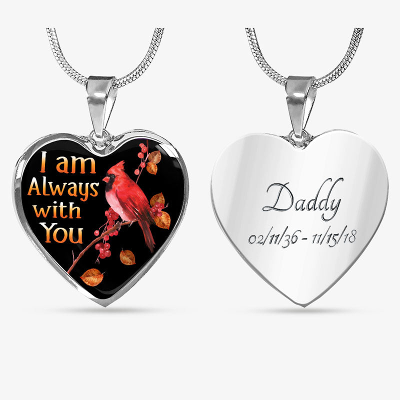 I Am Always With You, Luxury Picture Necklace, Unique Custom Engrave Heart Pendant