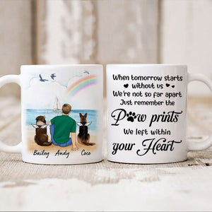 Paw Prints On Your Heart, Personalized Dog Memorial Mug, Dog Dad Gift, Gift For Dog Lovers