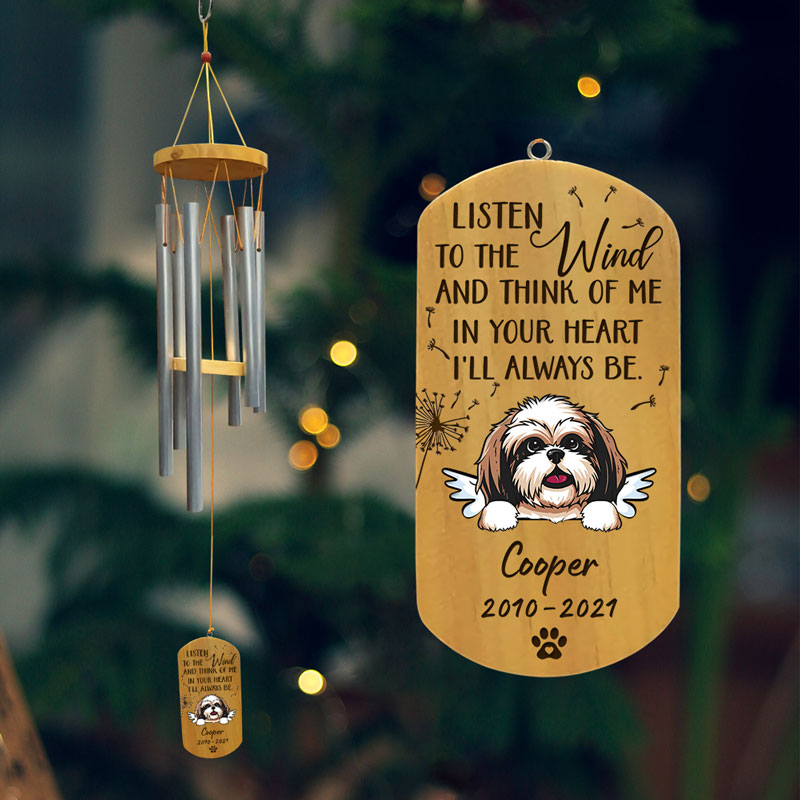 In Your Heart I'll Aways Be, Personalized Memorial Wind Chimes, Memorial Gifts For Dog Lovers