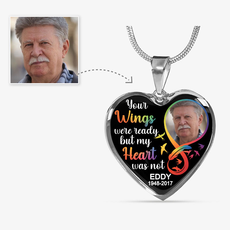 Your Wings Were Ready Necklace, Custom Photo, Luxury Heart Necklace