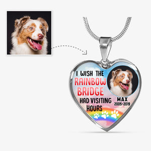 The Rainbow Bridge, Pet Memorial, Custom Photo, Luxury Heart Necklace