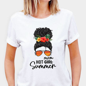 Hot Mom Summer Messy Bun, Hot Girl Summer, Personalized Summer T-Shirt, Tank Top