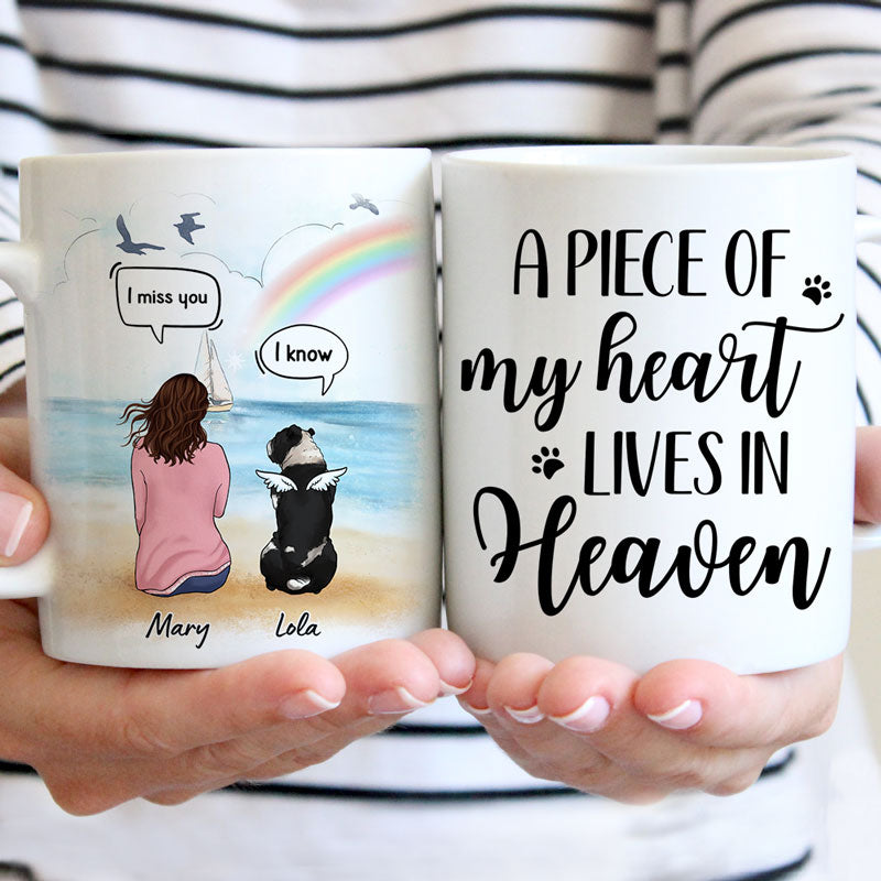 Discover A Piece Of My Heart Lives In Heaven, Memorial Gift, Customized Mug, Personalized Gift for Dog Lovers