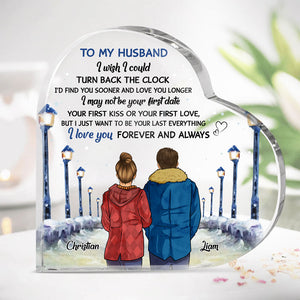 I Wish I Could Turn Back The Clock, Personalized Keepsake, Heart Shape Plaque, Anniversary Gifts