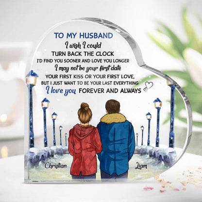 I Wish I Could Turn Back The Clock, Personalized Keepsake, Heart Shape Plaque, Anniversary Gifts