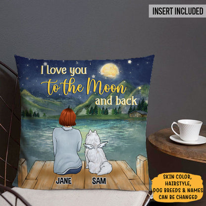 To The Moon and Back, Dog Memorial Pillow, Personalized Pillows, Custom Gift for Dog Lovers