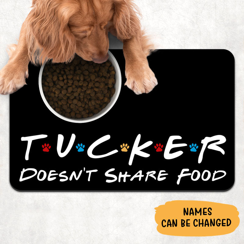 Dog Doesn't Share Food Pet Placemat, Personalized Pet Food Mat, Dog Lovers Gifts
