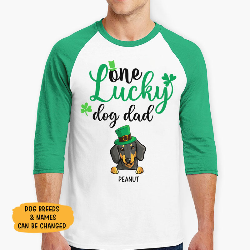 One Lucky Dog Dad, St Patrick's Day Shirt 2021, Personalized St. Patrick's Day Unisex Raglan Shirt, St Patricks Day