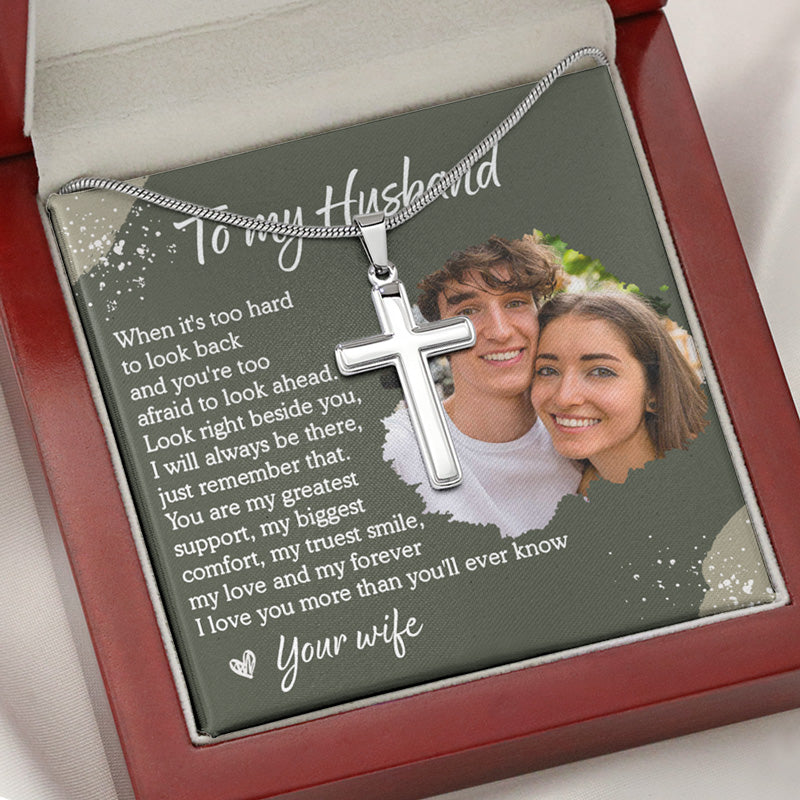 I Will Always Be There, Personalized Cross Necklace, Anniversary Gifts For Him, Custom Photo