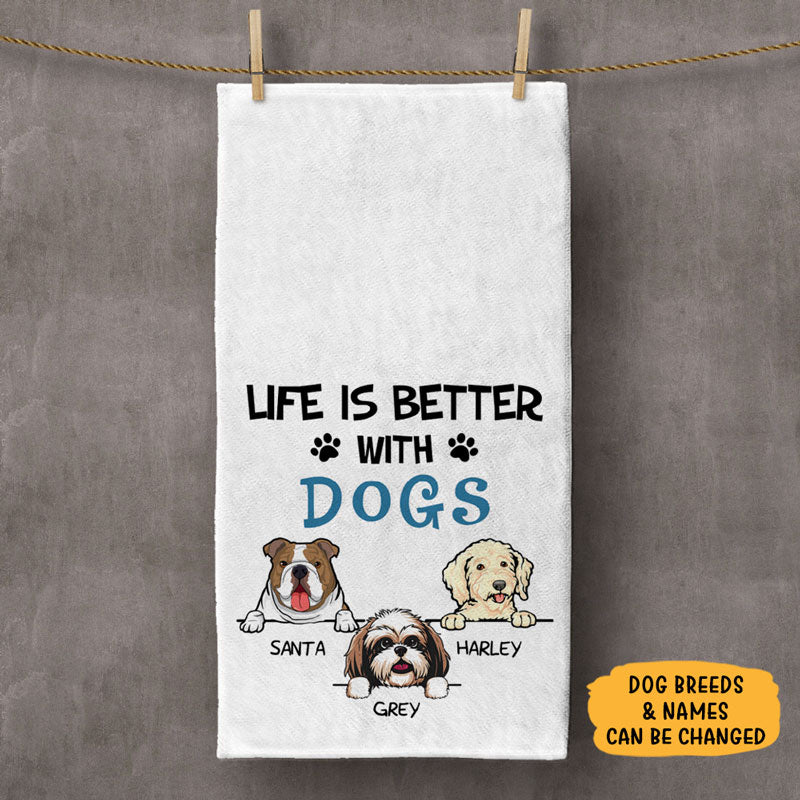 Life Is Better, Personalized Towels, Custom Gift for Dog Lovers