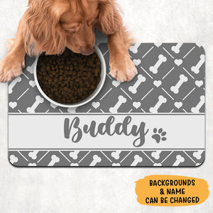 Dog Paws Pattern Pet Bowl Mat, Personalized Pet Placemats, Dog Lovers Gifts