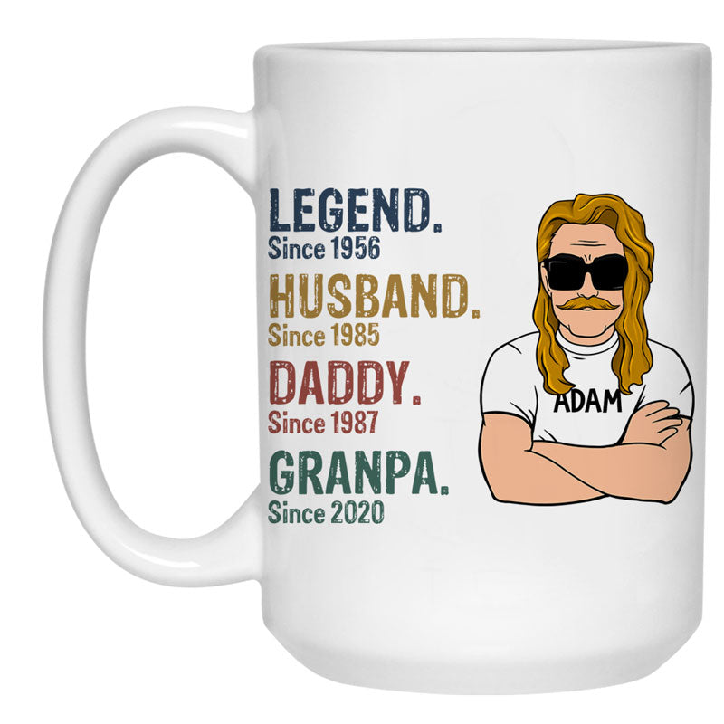 Legend Husband Since Year Old Man, Personalized Mug, Gifts for Dads and Grandpas, Father's Day Gifts
