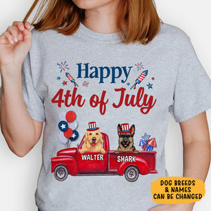 Happy 4th Of July, Truck, Gift For Dog Lover, Custom Shirt For Dog Lovers, Personalized Gifts