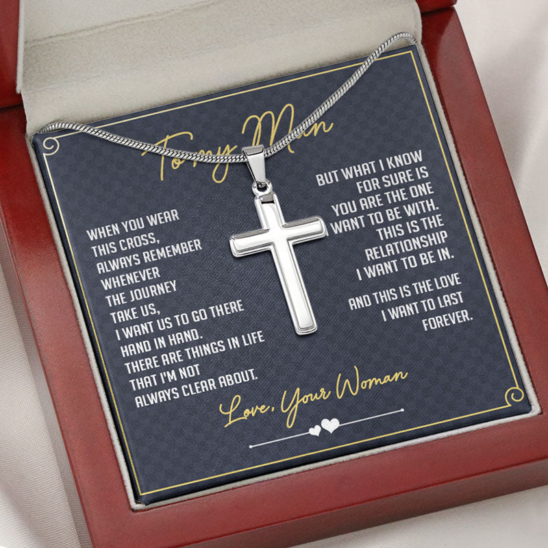 The Love I Want To Last Forever, Personalized Cross Necklace, Valentine Gift For Him